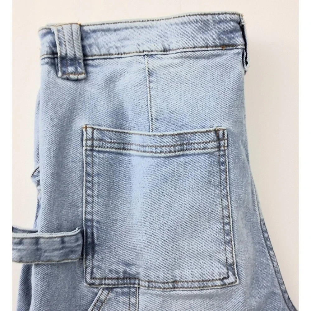 Girlish Jeans Juniors Size 13/31 Blue Cargo Straight Light Wash Button Fly Preow